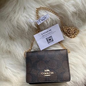 Coach Mini Wallet on a Chain in Signature Canvas